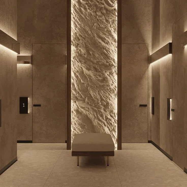Warm architectural texture expressing Lepique balance and restraint