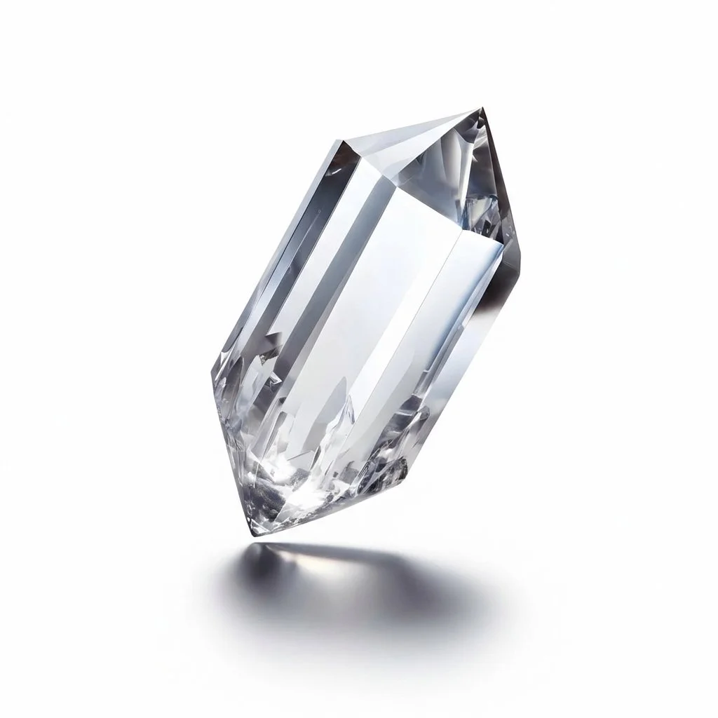 Clear mineral crystal expressing Lepique precision and light